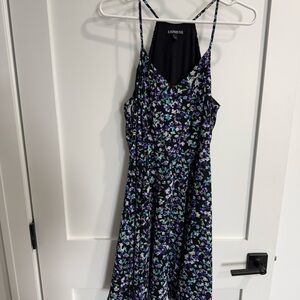 Express Backless Floral Dress - Black and Purple